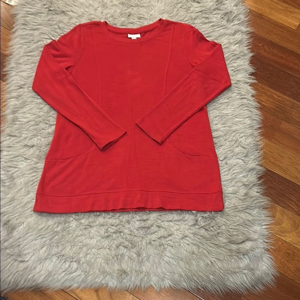 J Jill women's red cotton long sleeve shirt with‎ pockets size xs